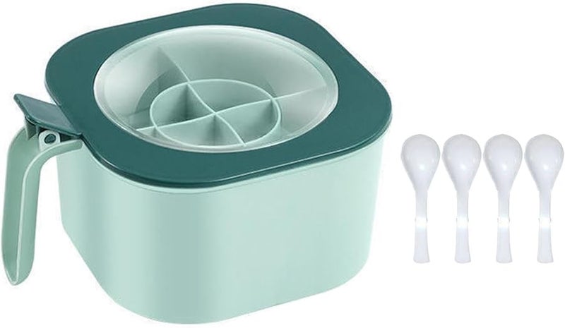 Green Spice Jars With Lids And Spoons Kitchen Seasoning Storage Container Organizer - Image 1